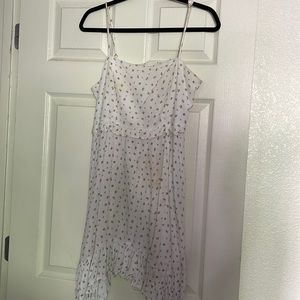 White with yellow flower dress. Dainty. Lace back